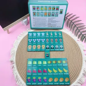 Educational Animal Fruit Dominoes Game, Memory Match Toy for Kids, Early Learning Domino Blocks Set, Fun Educational Toy, Board Game Blocks