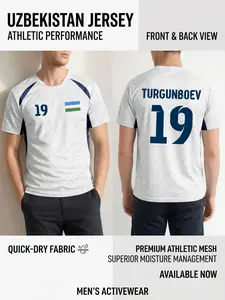 Uzbekistan National Team Soccer Jersey, Breathable Mesh Football T-Shirt, Quick-Dry Moisture-Wicking, Advanced Technical Knit Support Gear, Sports Apparel