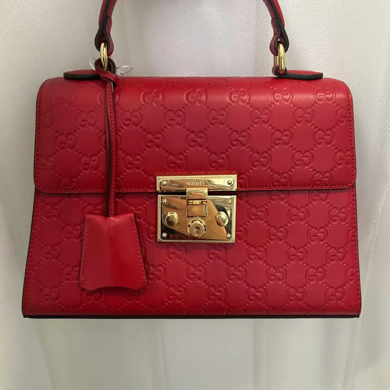 Pre-owned GUCCI Red Top Handle Padlock Shoulder Bag, Elegant Bag, Fashion Purse, Elegant Bags, Fashion Purses