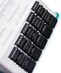 Laminated Bible Tabs for Women & Men - Large Print Tabs for Study Bibles, Boho Theme for Easy Navigation and Quick Reference - Easy-to-Read and Apply Tabs for All Ages-Black