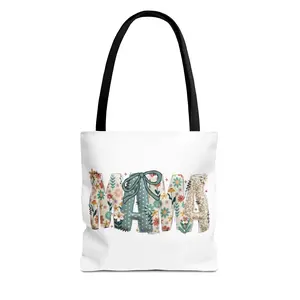 Mama Floral Patchwork Tote Bag | Boho Mom Lettering