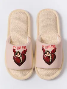 Heart & Cupid "IT'S LOVE TIME" Slippers Cloud-Feeling Retro Romantic Valentine's Style Indoor Outdoor Must-Have