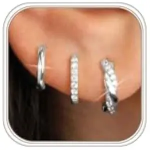 925 Sterling Silver Hoop Earrings for Women Hypoallergenic Silver Small Huggie Hoop Earrings for Women Stack Sets for Multiple Piercing Trendy Jewelry aretes de plata 925 para mujer