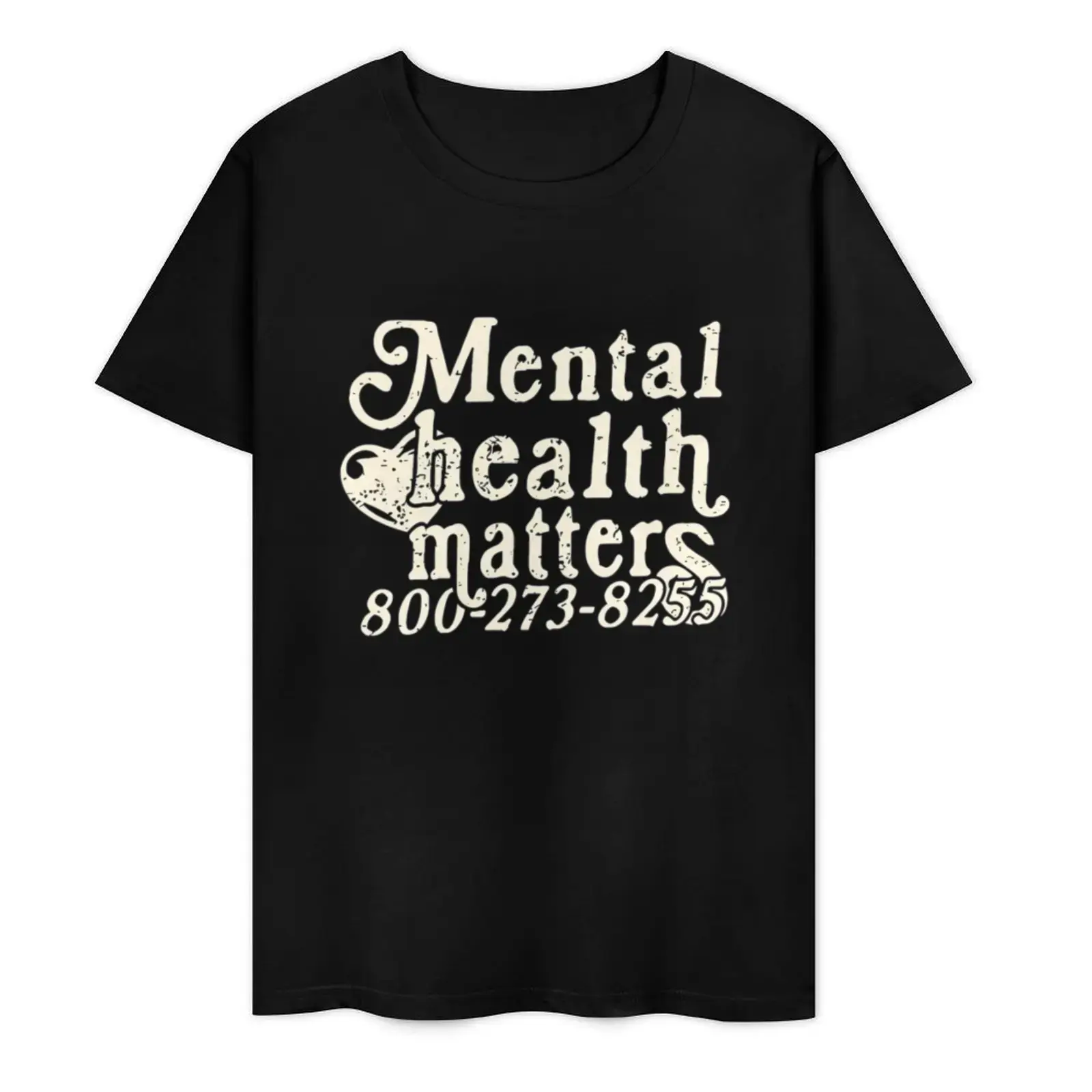 [100% Cotton ]Unisex "Mental Health Matters" T-Shirt, Vintage Distressed Design, Mental Health Crisis Hotline 800-273-8255 Graphic Tee, Crew Neck Top, Retro Streetwear For Mental Health Advocates & Self Care Lovers
