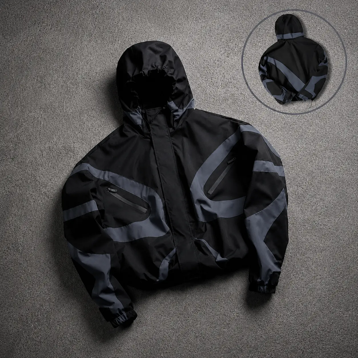 Men's Baseball Jacket with Hood High Street Streetwear Patchwork Print Windproof Outdoor Coat, Fashion Stylish Student College Style Fitted Long Sleeve Outerwear for All Seasons Menswear casual fall