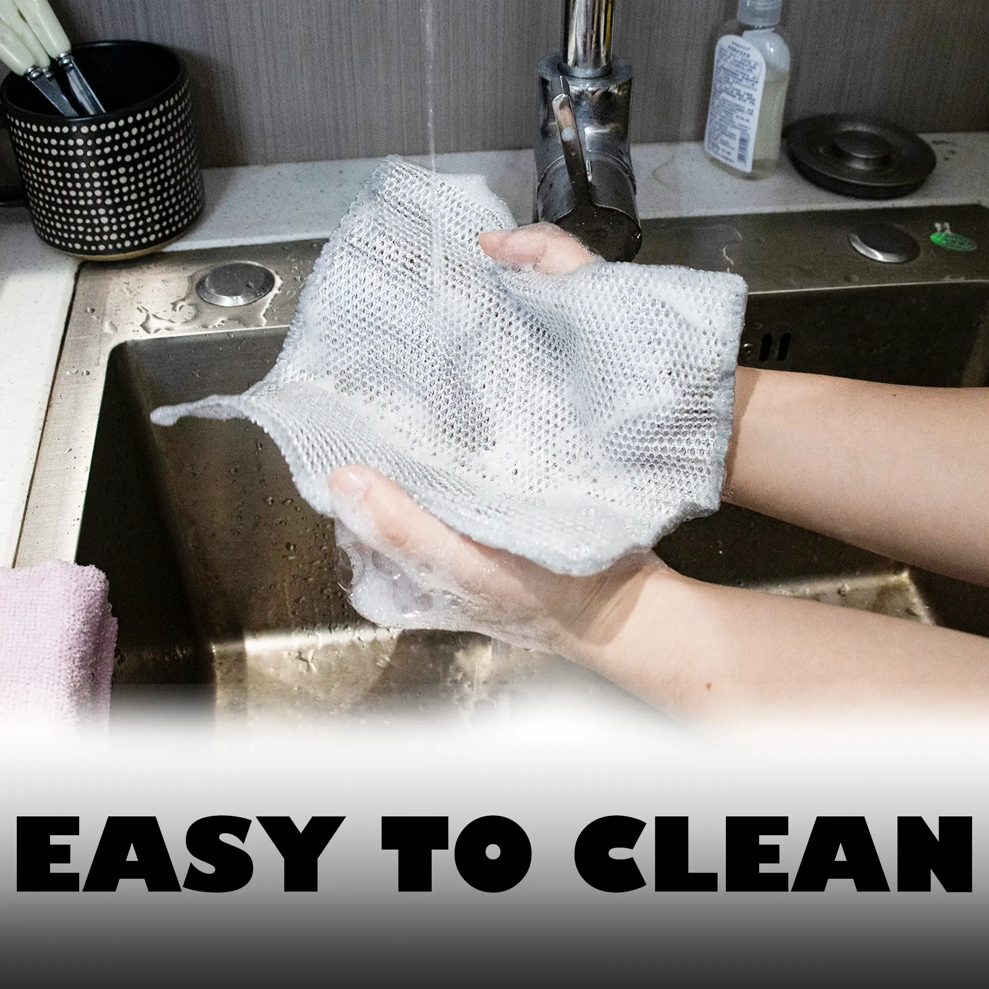10-Count Non-Scratch Stainless Steel Metal Mesh Multipurpose Cleaning Cloths, 2-Layer Wire Heavy Duty Easy-to-Clean Household Sponges & Scouring Pads for Powerful Stain Removal (Wet & Dry Kitchen Use)