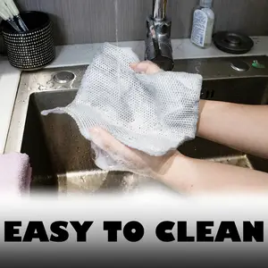 10-Count Non-Scratch Steel Mesh Household Multipurpose Cleaning Cloths, 2-Layer Wire Dishcloth Easy to Clean for Wet & Dry Kitchen Stain Removal (Dishwashing Rag, Cleaning Tool)