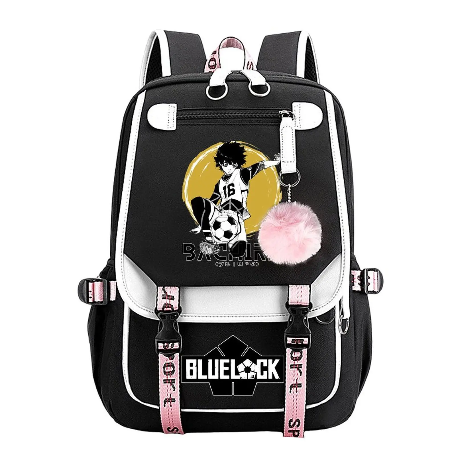 Blue Lock Cotton-and-Linen Multi-Function Backpack for Youth & Children - Unisex, Adjustable Shoulder Straps, High-Capacity, Compact Yet Practical Size, Casual Design, Laptop Compartment, Hand Wash Only, Daily Use Gift