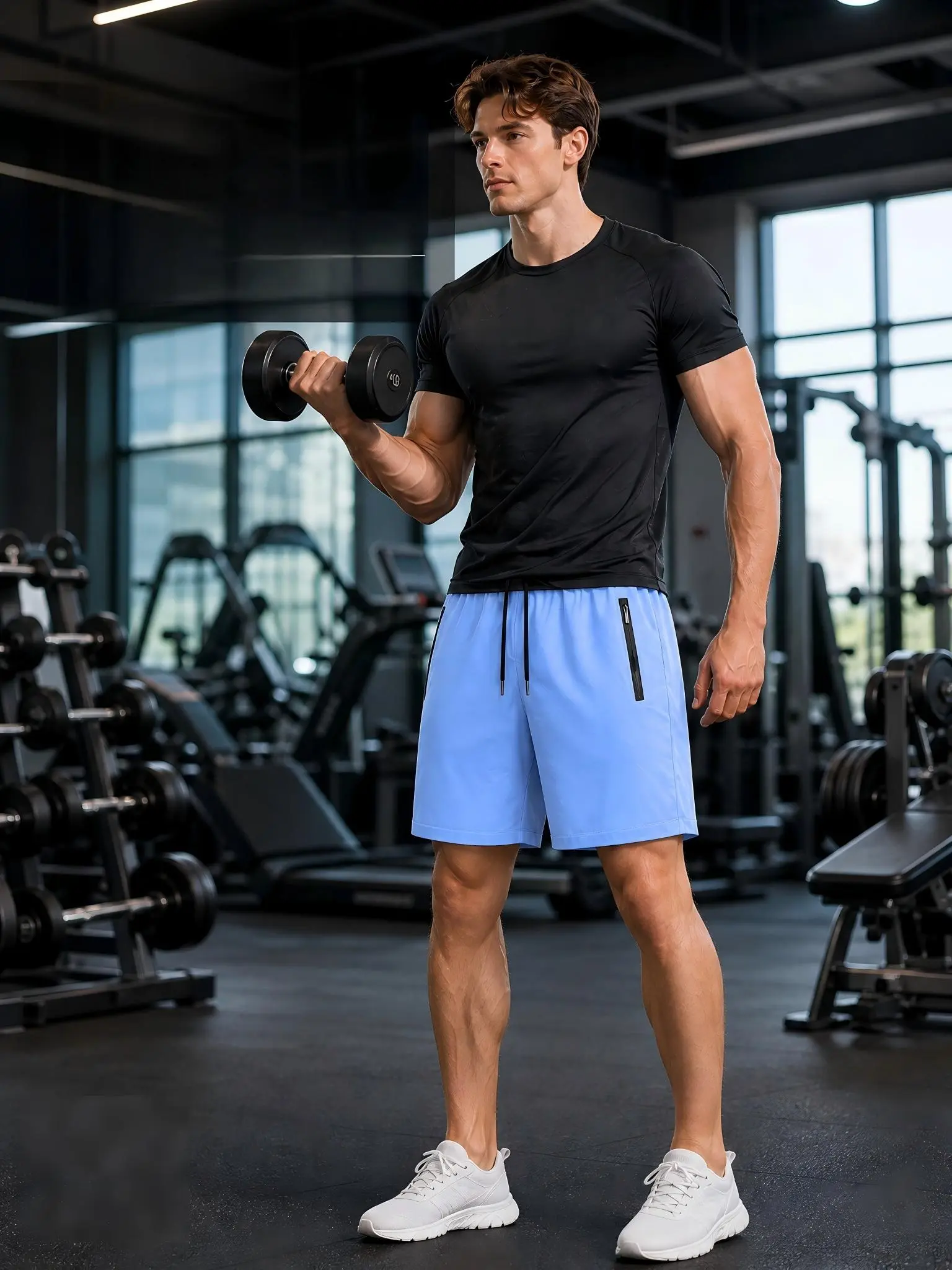 3-Piece Set: training and athletic Shorts, Mid-Length Shorts, Loose Casual Fit; Breathable & Quick-Drying; Suitable for Sports, Cycling, Outdoor Activities, and the Beach.