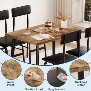 3-Piece Space Saving Dining Room Furniture  Dining Table Set for 2, for Small Spaces and Apartments Modern Kitchen Table & Chairs with Metal Frame & Wood Top