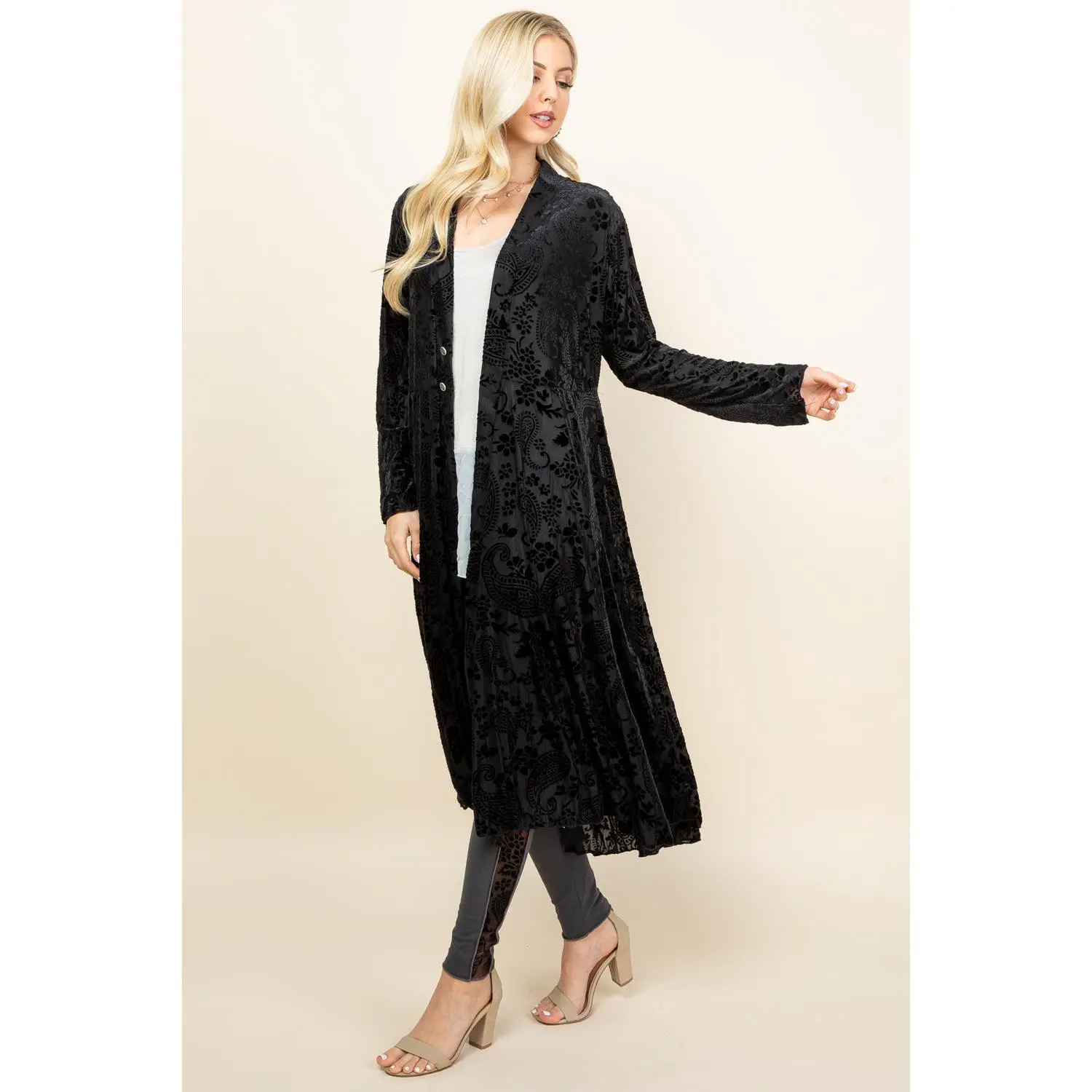 Long Velvet Jacket – Paisley Tie-Dye Boho Layer | Soft Statement Duster, Made in USA