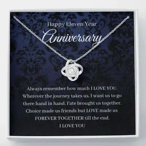 Wife Necklace, 11Th Wedding Anniversary Necklace Gift For Wife Steel Eleventh Anniversary 555, Elegant Necklace Gifts for Wife - Perfect Anniversary, Birthday or Special Occasion Jewelry for Her