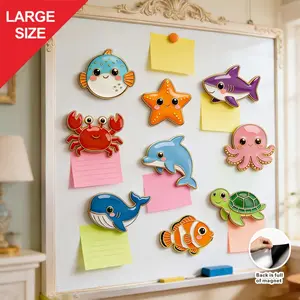 9PCS Ocean Animal Magnet Set, Large Cartoon Fridge Magnets for Kitchen Dishwasher Office Whiteboard and Locker, Creative Home and Holiday Decoration Accessories