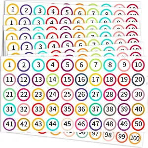 1 Inch Number Stickers for Classroom 1-30-100: 10 Sheets round Dot Consecutive Number Labels Self-Adhesive Water/Tear Resistant Small Vinyl Number Stickers for Office, Classroom, Indoor, Box, Storage Lhocm