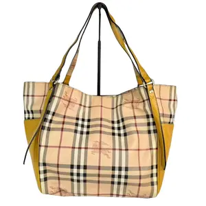 Pre-owned BURBERRY Leather Tote Bags Canterbury Haymarket Coated Canvas Tote Bag