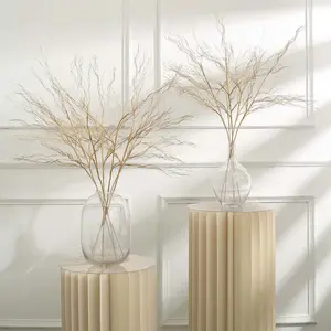 4-Pack 39" Metallic Gold Artificial Curly Willow Branches Bendable Faux Twig Vase Fillers
