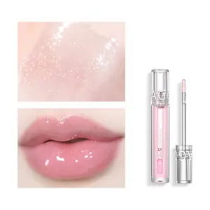 Women Glossy Lip Gloss Mirror Shiny Finish Water Glow Tinted Transparent Jelly Lipstick Lasting Moisturizing Lip Plumping Gloss Hydrating Makeup Matte Color Daily