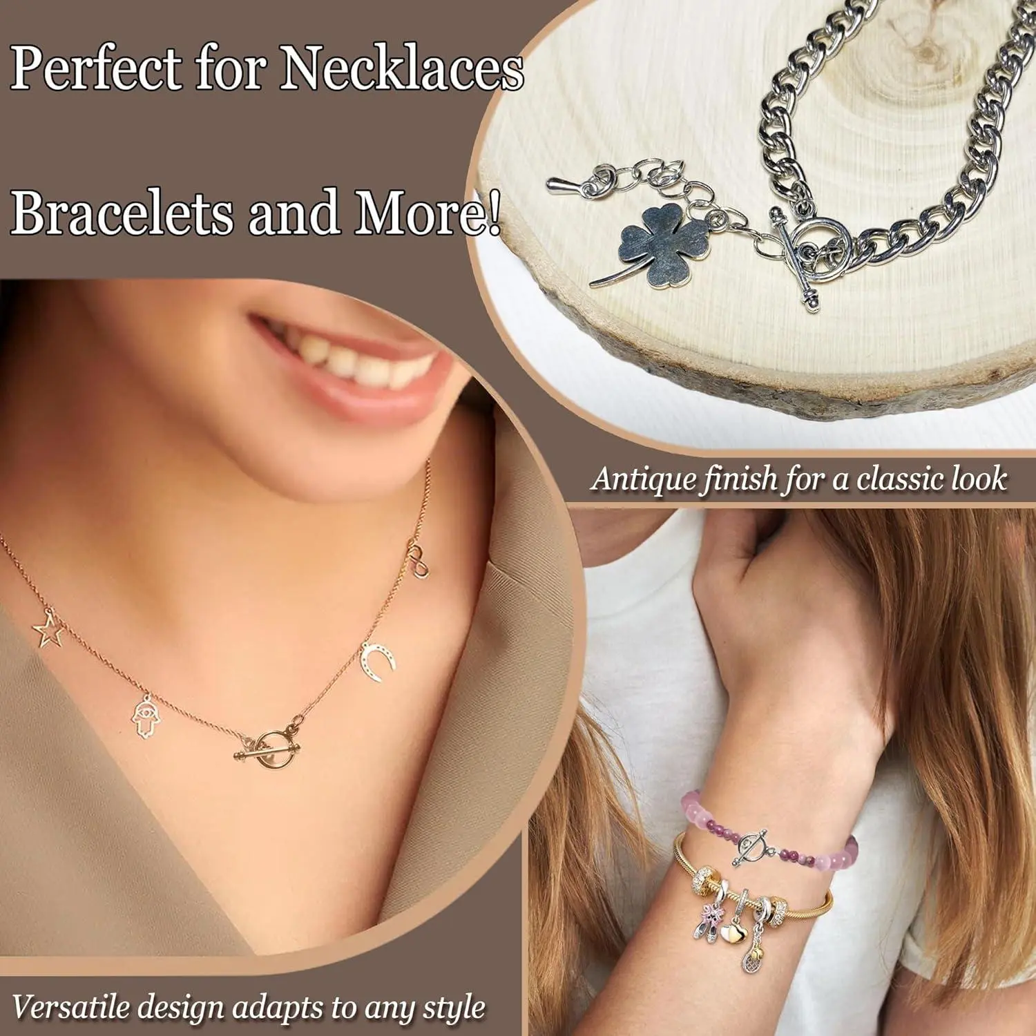 Heather's cf Toggle Jewelry Clasps – Durable Quality, Antique Plain Silver Finish Toggle Clasps & Closures for Necklace, Bracelet & Charms – Ideal for DIY, & Jewelry Making – Small (Set of 130) Heather's cf Toggle Jewelry Clasps – Durable Quality, Antique Plain Silver Finish Toggle Clasps & Closures for Necklace, Bracelet & Charms – Ideal for DIY, & Jewelry Making – Small (Set of 130)