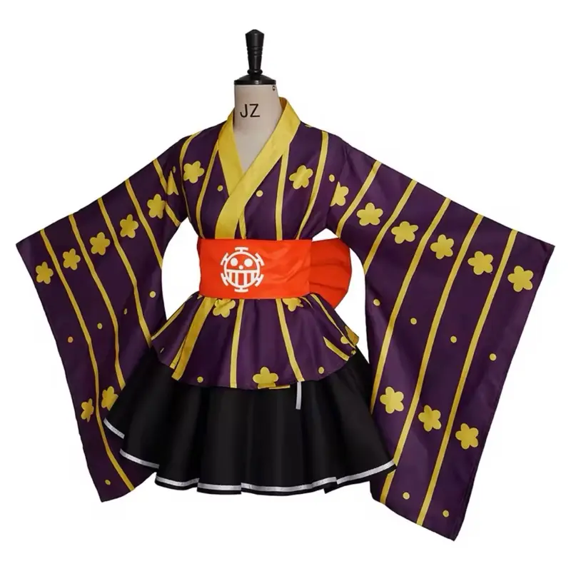 Law female Cosplay Costume Kimono dress Trafalgar Law Cosplay tops skirts girdles full set for women