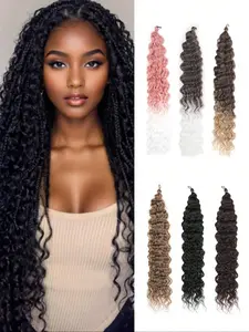 Water Wave Hair Extensions, 30 Inch Wavy Hair Pieces, Water Wave Synthetic Twist Crochet Hair Crochet Braids Ombre Curls Deep Wave Braiding Hair Extension, Synthetic Wavy Curly