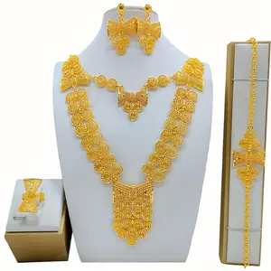 Ring  necklace  watch  scarf Luxurious 5pcs Arabic Wedding Jewelry Set for Brides - Complete Necklace, Earrings, Ring & Bracelet for Middle Eastern Weddings, Parties & Special Occasions - Women's Bridal Accessories Collection