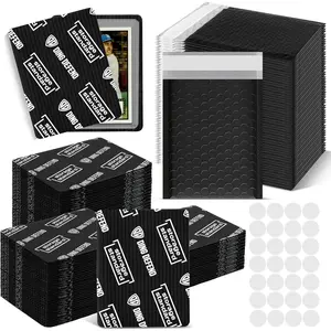 Card Shipping Protector Envelope Bubble Mailer Kit with 110 Card Shipping Protectors (3.5x4.5 Inches), 55 Bubbles Mailers, 250 Tape Seals for Collectible Cards - Black