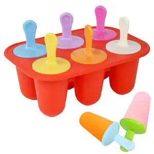 Silicone Ice Pop Mold, 6-grid Ice Pop Mold with 6 Colorful Reusable Sticks, Ice Cream Mold for Home Kitchen, Kitchen Utensils & Gadgets