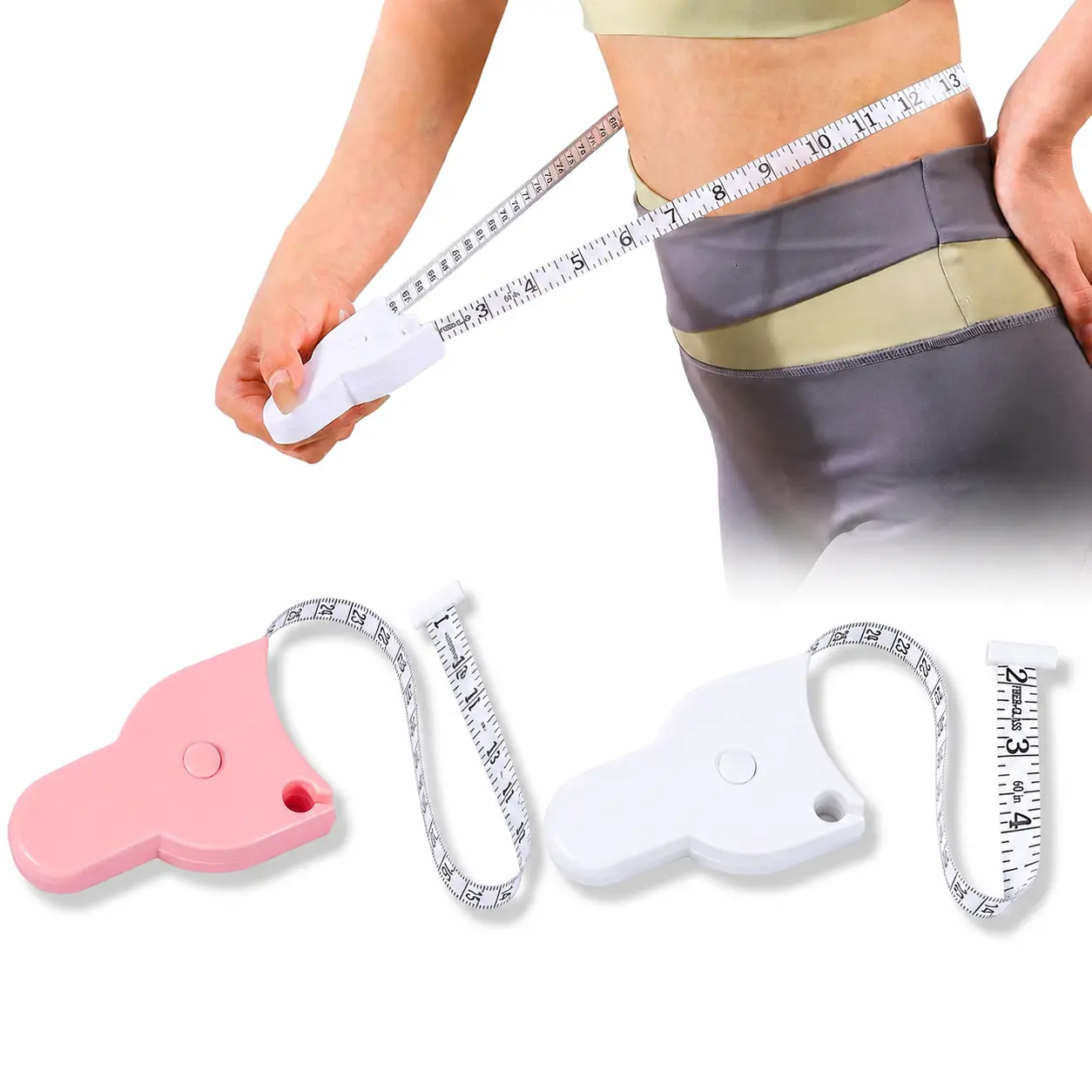 Body Measuring Tape - 60 Inch Retractable Tape Measure with Lock Pin, and Push Back Button for Fitness & Tailoring Sewing & Weight Loss