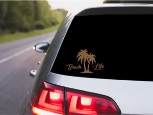 Beach Life Car Decal, Beach Life Car Bumper Sticker Oracal Vinyl Decal