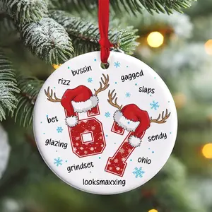 6 7 Gen Z Ornament, 2025 Teen Slang Christmas, Funny Teen Gift, Xmas Gag Gift, 6 7 Funny Christmas Gift, 67 Custom Kids Yearly Ornament