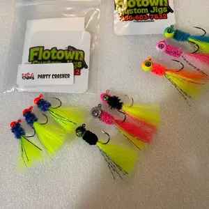 Flotown Custom Hand Tied Crappie Jigs Crappie Kryptonite Series with Vibrant Colors Durable Hooks for Enhanced Fishing Performance