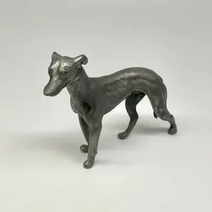 Stunning Vintage Pewter Hunting Greyhound Figurine Dog 3.5” Decor