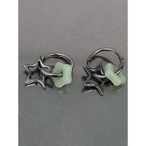 Temperament Hollow Out Star Design Dangle Earrings Stainless Steel Hoop Earrings Elegant Exquisite Ear Jewelry for Women Fashion Accessories for Party Daily Clothing Decor