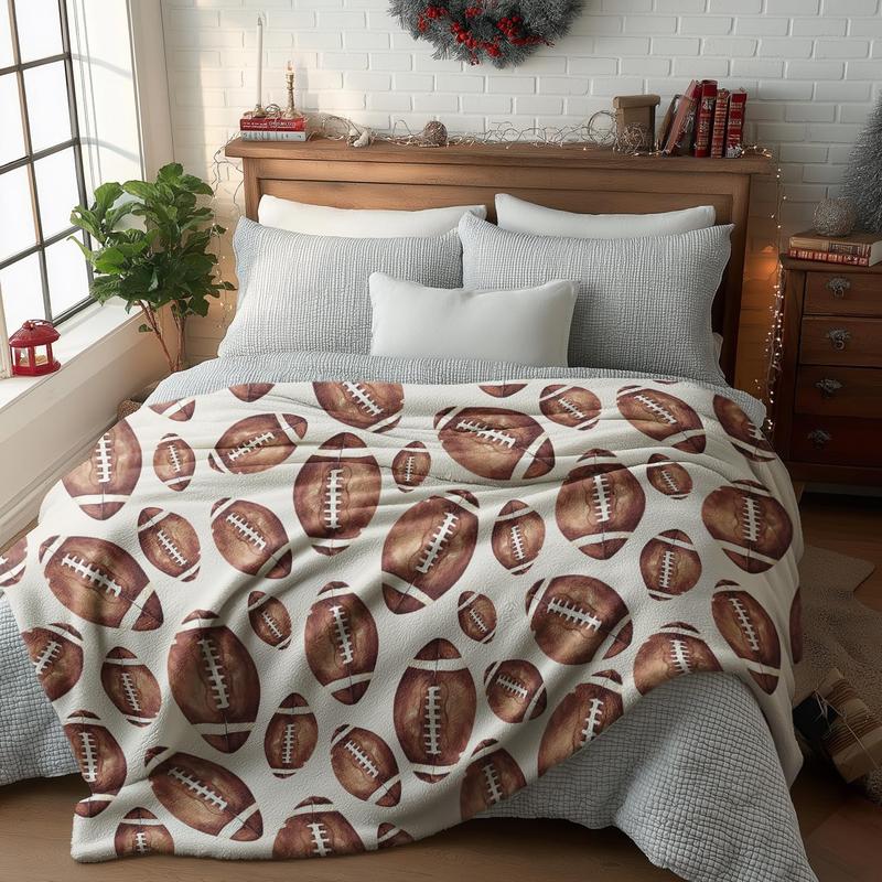 Horaldaily Football Flannel Blanket Throw, Football Soft Fuzzy Plush Cozy Fleece Blankets for Couch Sofa Bed Lounging, Ideal Gifts for Kids Adults Self, 50x60