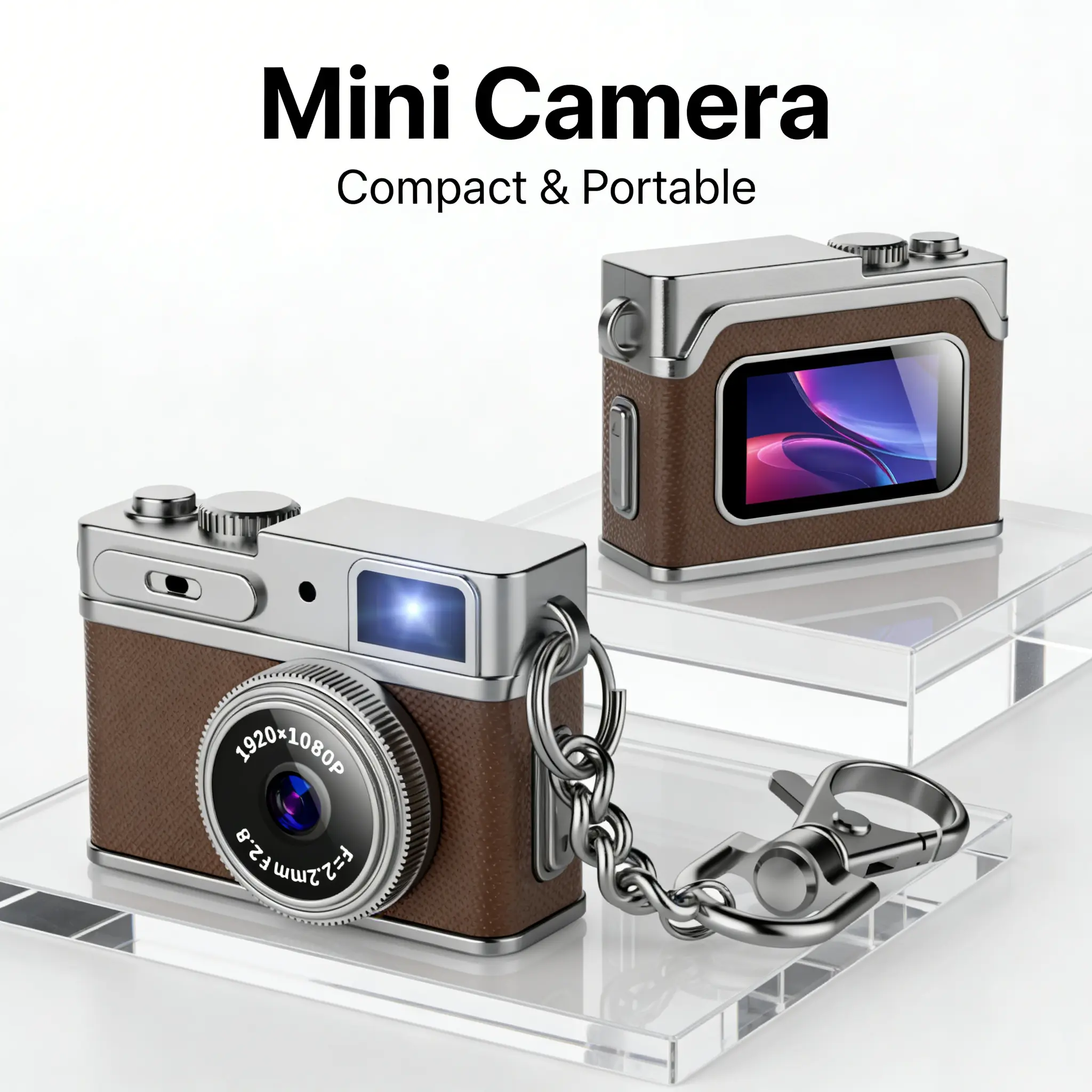 1080P Retro Mini Keychain Camera Retro Micro with 32GB Card Snap Digital Camera 6 Filters,0.96'' HD Tiny Vintage Video Recorder for Travel Study Outdoor Activities
