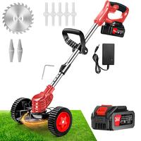 Red one battery and one charger with wheels