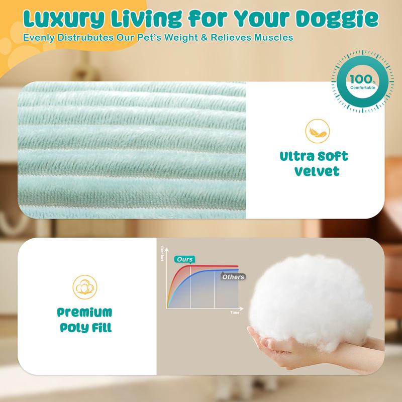 Large / Extra large dog bed ,Washable , Removable Cover , Flannel super soft Dog Crate Beds Fulffy Comfy Kennel Pad Anti-Slip Pet Sleeping Mat
