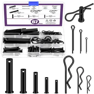 67 count 5 Sizes Clevis Pins with Cotter Pin  Kit, Single Hole Flat  Clevis Pins, R Pins, Hairpin, Cotter Pin, Split Pins Fitting Hole Location Pin Clips Fastener