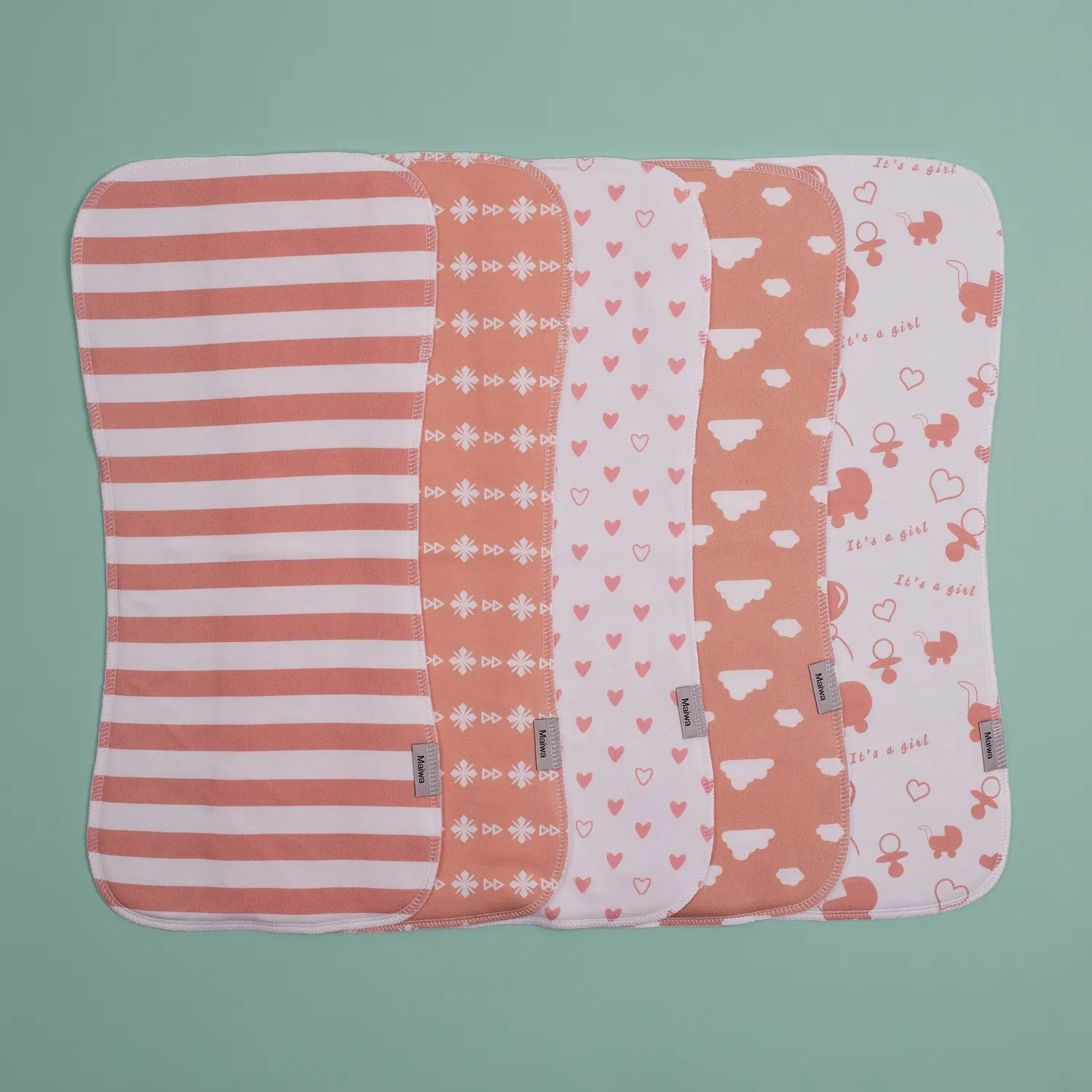 5-Pcs Cotton Muslin Baby Burp Cloths - 1 Size Soft Absorbent Breathable Spit-Up Rags for 0-3 Months Unisex Newborn Feeding & Nursing, New, One Size