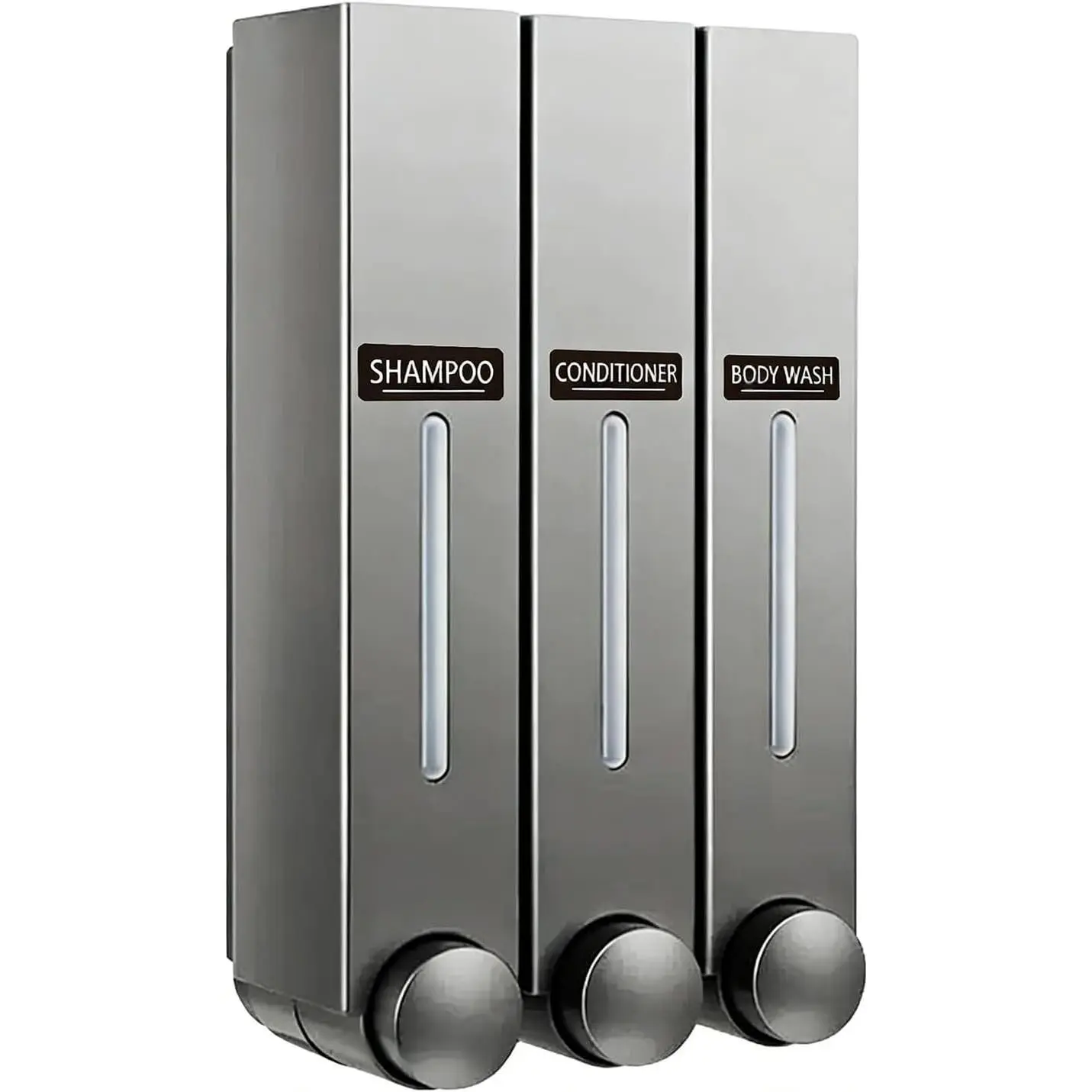 3 Chamber Wall-Mounted Shower Shampoo Soap Dispenser for Bathroom, No-Drill Installation, 42.6 oz Capacity, holds Shampoo Conditioner Body Wash