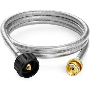 6   Hose Adapter 1lb to 20lb, Stainless Steel  Grill Hose for Buddy Heater, Weber Q, Coleman Camping Stove, Protable Grill