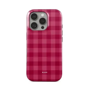 Gingham Love Blushi Glossy Tough Phone Case for iPhone 17, 16, 15, 14, 13, 12, 11 Pro Max Plus Models. Premium, Durable Protection for Your Device.