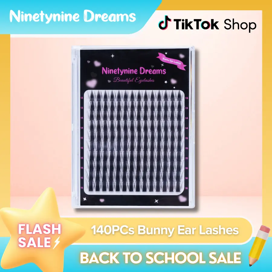 Ninetynine Dreams 140PCs Bunny Ear Lashes | Dramatic Spiky Anime Douyin DIY Eyelashes Clusters, 13–16mm C++ Curl Custom-Map False Lashes, Ultra-Thin Durable Band, Reusable Waterproof Long-Lasting Beginner-Friendly False Eyelashes For Bold Glam Makeup
