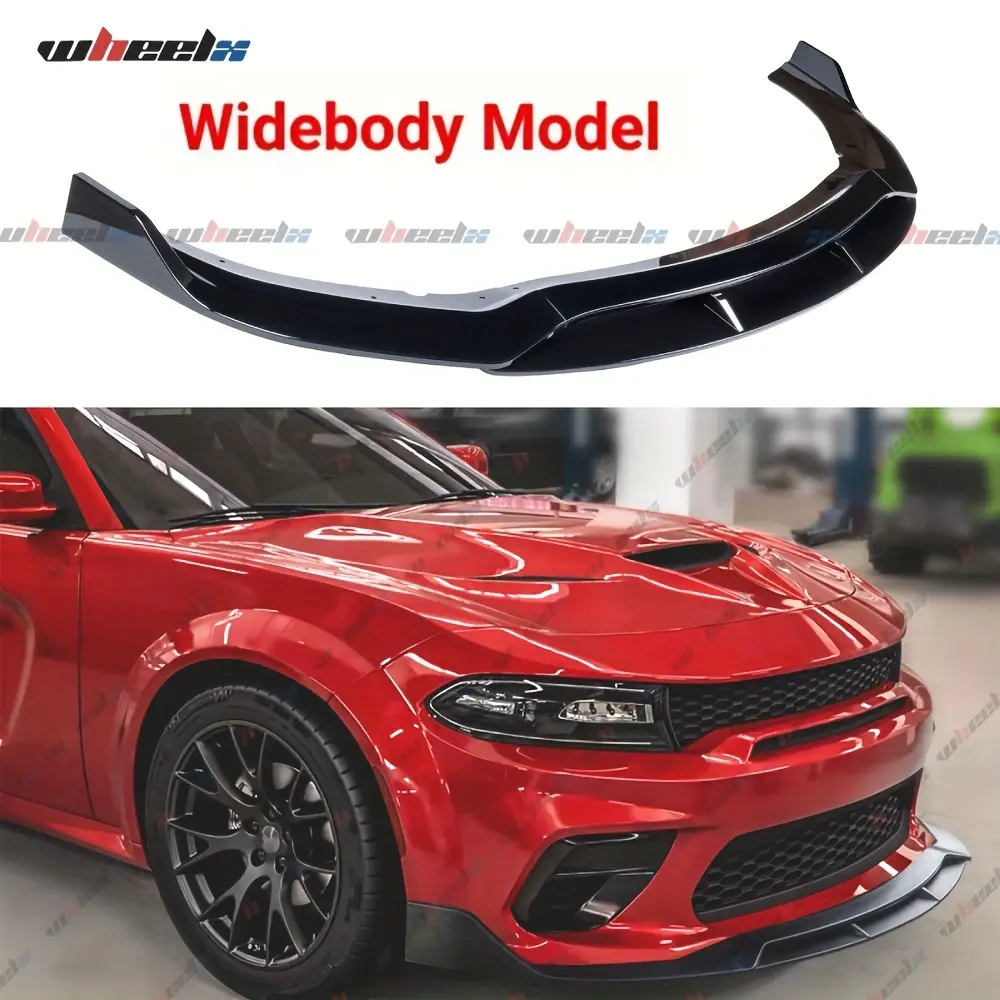 2020-2023 – Dodge Charger SRT Hellcat Scat Pack Widebody Car – 4-Piece Gloss Black Front Splitter Lip Chin Spoiler Kit , Body & Bumper Part