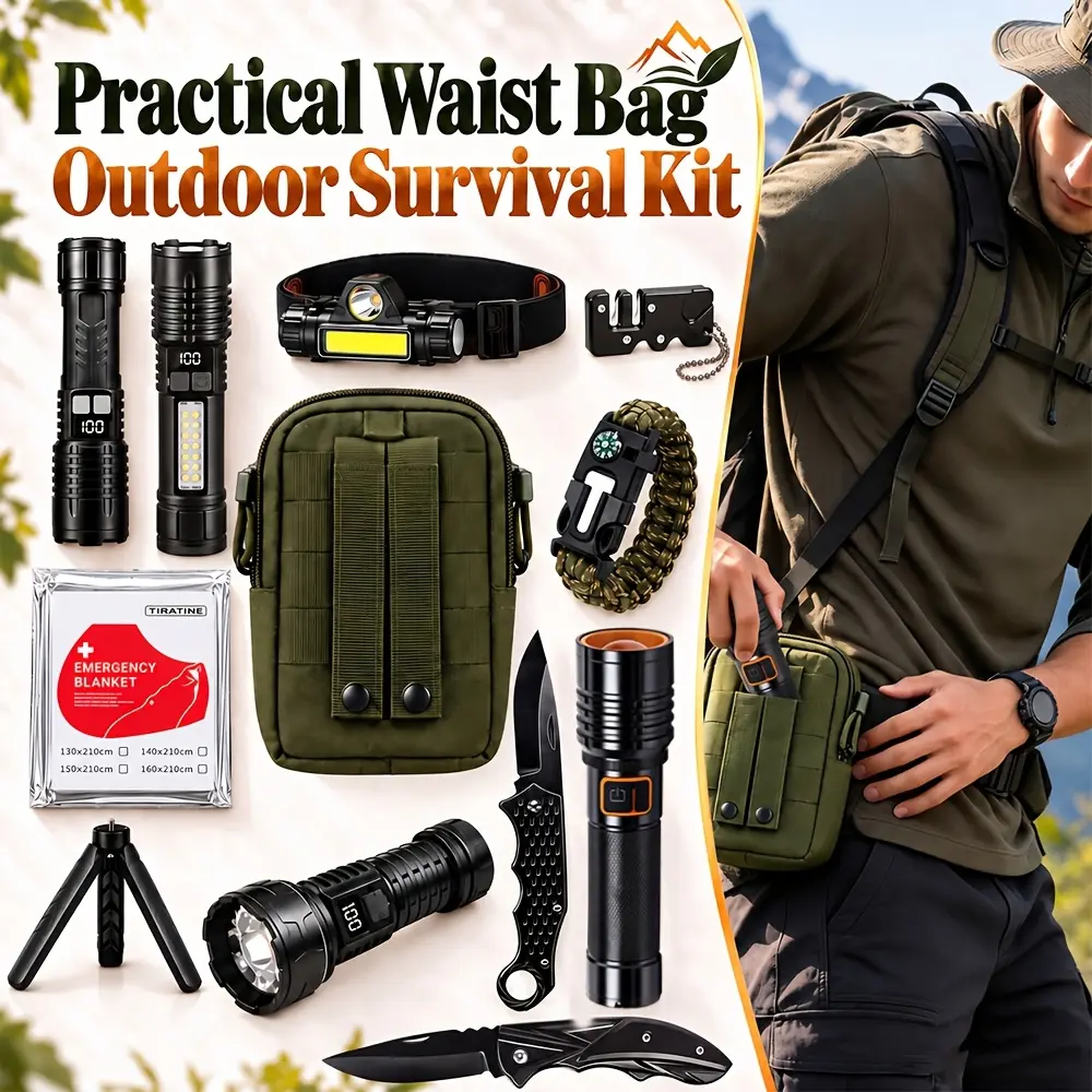 Ultimate Men's Survival Kit |Outdoor Emergency Gear Set|Survival Bag Outdoor Adventure Essentials Ranging | Easily Handle Camping Hiking and Emergencies | Complete with Additions|The Perfect Christmas Gift for Dad and Husband | Survival Tool Kit