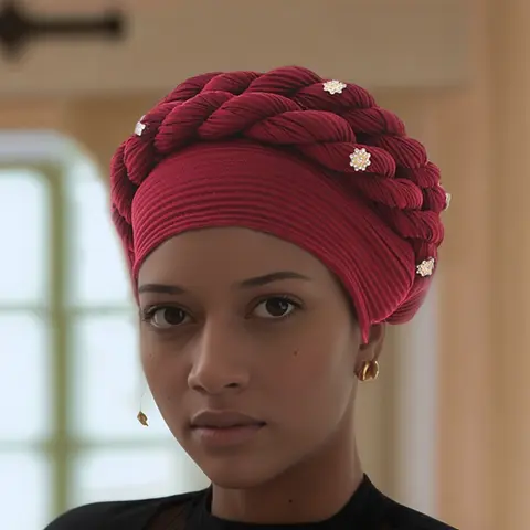 Women's Plain Braid Design Rhinestone Turban Wrap Hijab Headscarf Hat, Perfect for Parties & Daily Wear, Stylish Accessory for Women, Head Scarf Turbans, Muslim Headscarf Cover