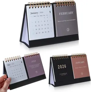 Small Desk Calendar 2026 Monthly Desktop Standing Flip with Motivational Quotes for Home Office Supplies 6.57 X 4.72 Inch Black