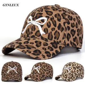 Leopard Print Bow Baseball Cap Adjustable Curved Brim Dad Hat for Women Girls Fashion Accessory for Daily Wear Outdoor Travel Gift for Birthday Holiday