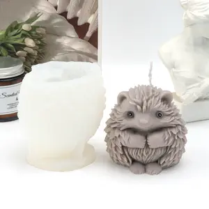 Realistic 3D Sitting Hedgehog Candle Silicone Mold Cute Chubby Plump Animal Soap Resin Casting MouldNon-Stick Easy Release Reusable DIY Craft Mold for Scented Candle Making Handmade Gift Handmade Crafts