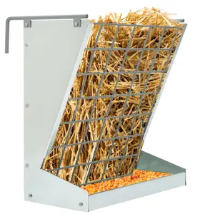 Hay Feeder 2 in 1 Hay Rack Wall Mount Goat Horse Feeders,Heavy Duty Galvanized Steel Hanging Feeders for Farm Livestock Goat Sheep Grain Indoor Outdoor Uses
